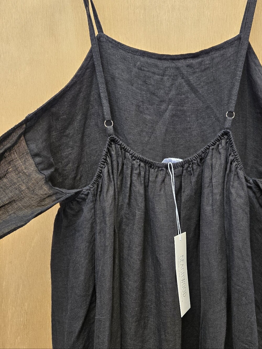 Beachwood Alma Dress Noir Black One Size Linen NWT - Picture 5 of 8